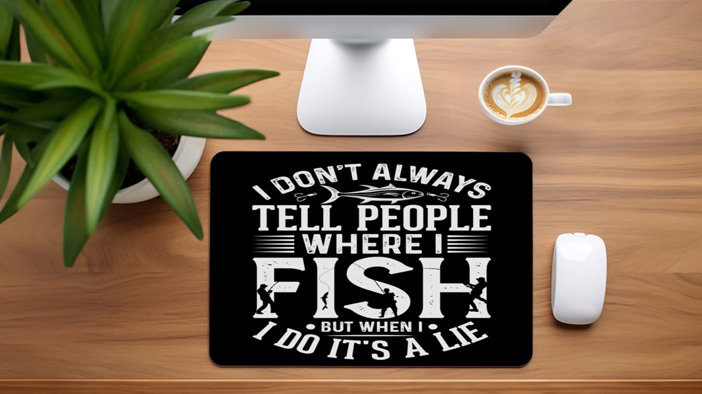 Mouse MatPad home office, desktop, laptop Funny fishing print
