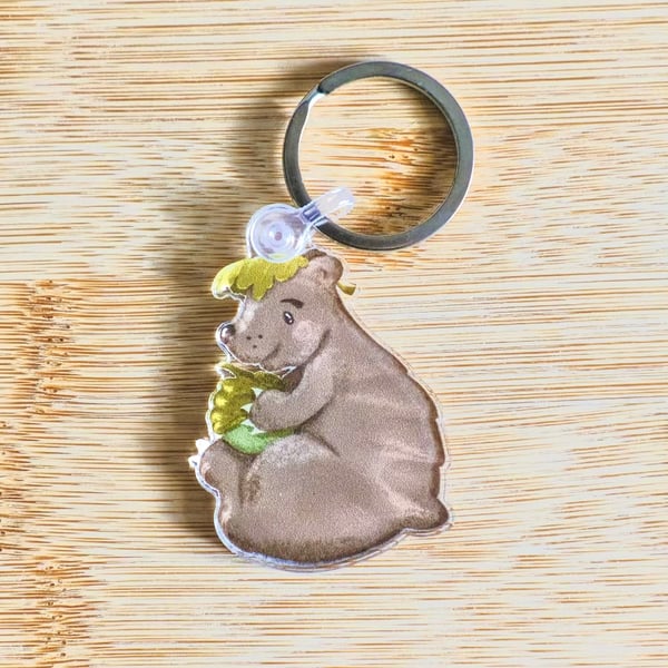 Bear and acorn acrylic keyring 