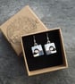 Puffin with blue sea ceramic and sterling silver drop earrings - Image 5
