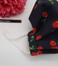 Face mask, small, 3 layer,  adjustable,  washable in navy cherry - Image 5