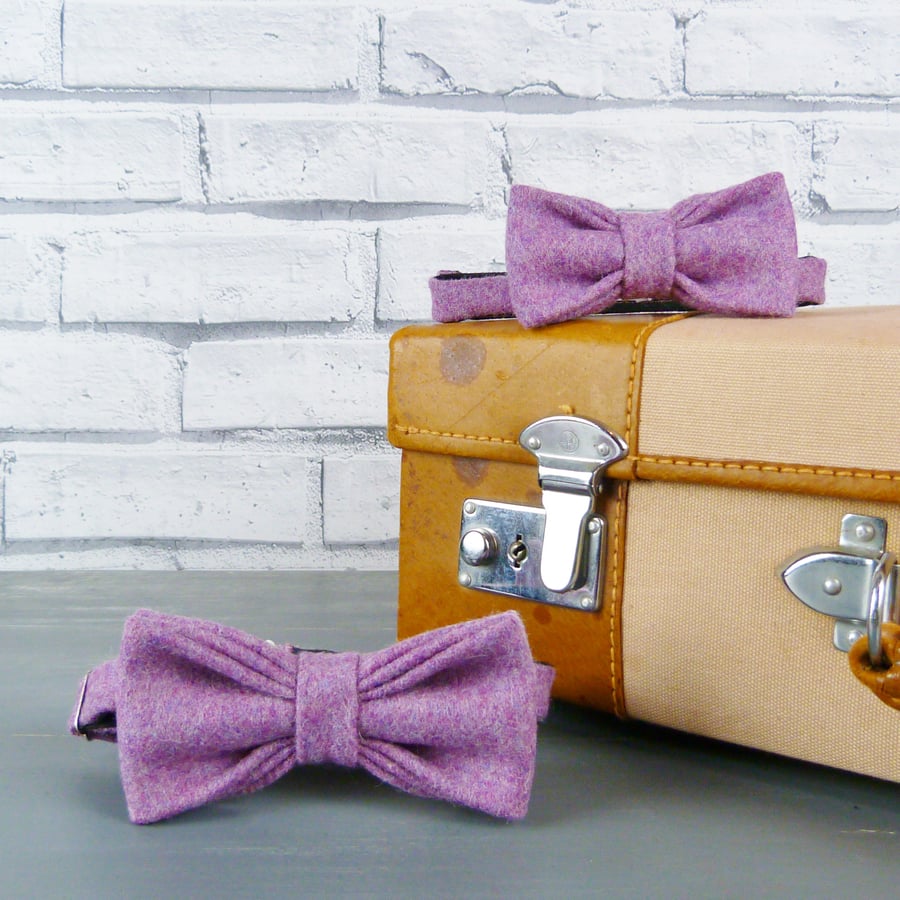 Father and Son Yorkshire Tweed bow tie set - Dusky Pink Twill