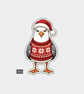 Funny Christmas Sticker Vinyl Xmas Decal For Adults - Seagull In Santa Hat