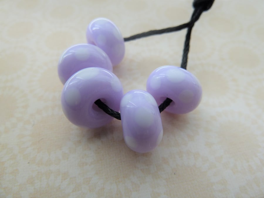 handmade lampwork purple spots glass beads