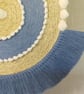 Blue, Off White & Shell Semi Circle Macrame Wall, Shelf & Console Table Decor - Image 8