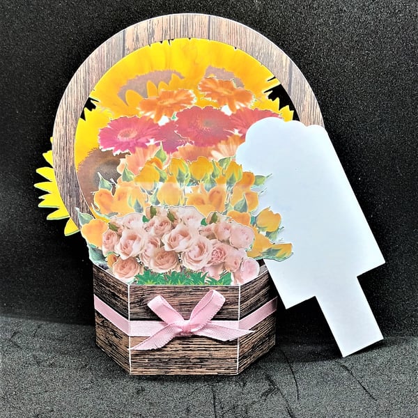 Beautiful 3d pop up flower basket birthday card