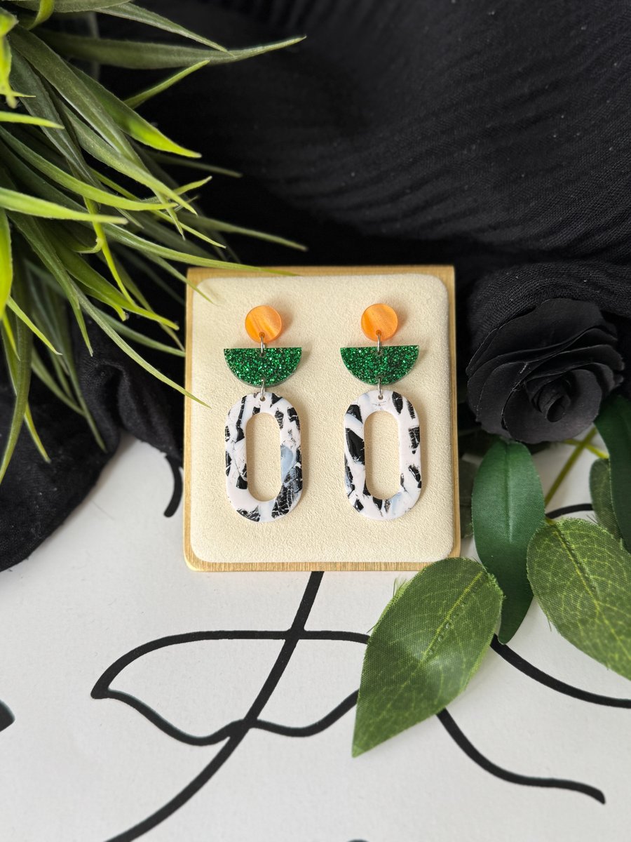 Acrylic and Polymer Clay Hallows Drop Earrings