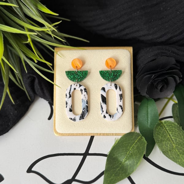 Acrylic and Polymer Clay Hallows Drop Earrings