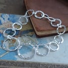 Argentium Silver hallmarked link bracelet, hammered silver, ARC Jewellery