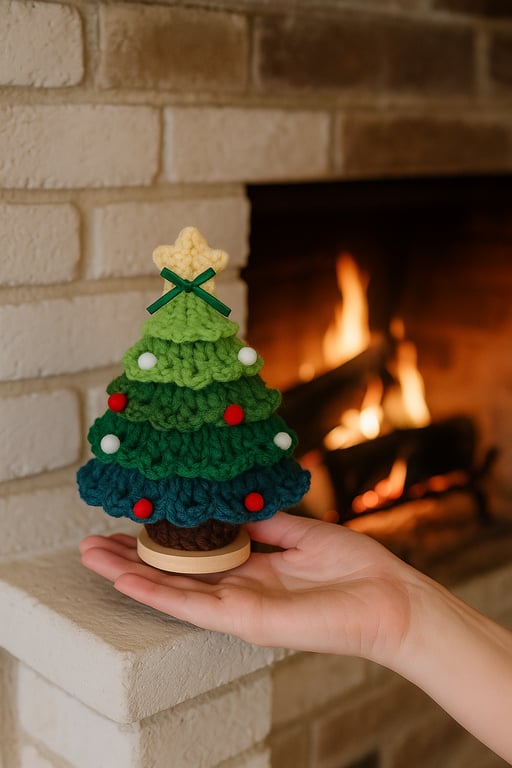 Handmade Knitted Christmas Tree –Wool Xmas Cute Mini Table Décor Ornament