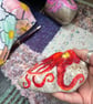 Octopus hand painted red paperweight stone  - Image 3