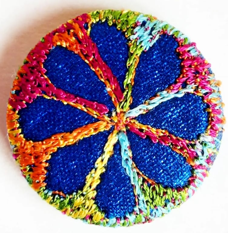 Buttons 1 inch button Hand Dyed Silks and Cottons Free Machine Embroidery Button