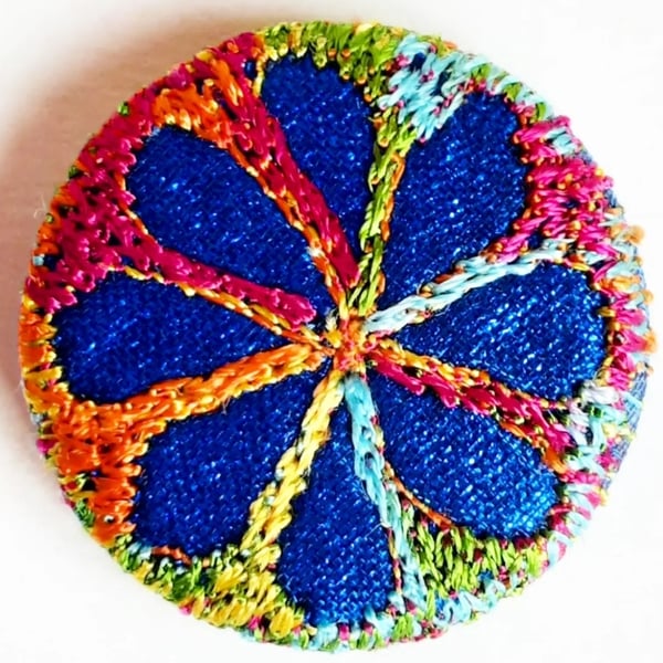 Buttons 1 inch button Hand Dyed Silks and Cottons Free Machine Embroidery Button