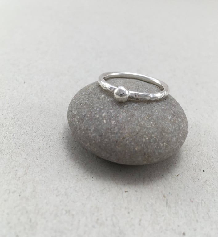 Silver Pebble Stacking Ring, 2mm Silver Stacking Ring
