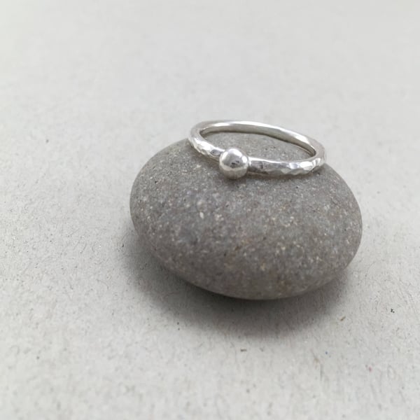 Silver Pebble Stacking Ring, 2mm Silver Stacking Ring
