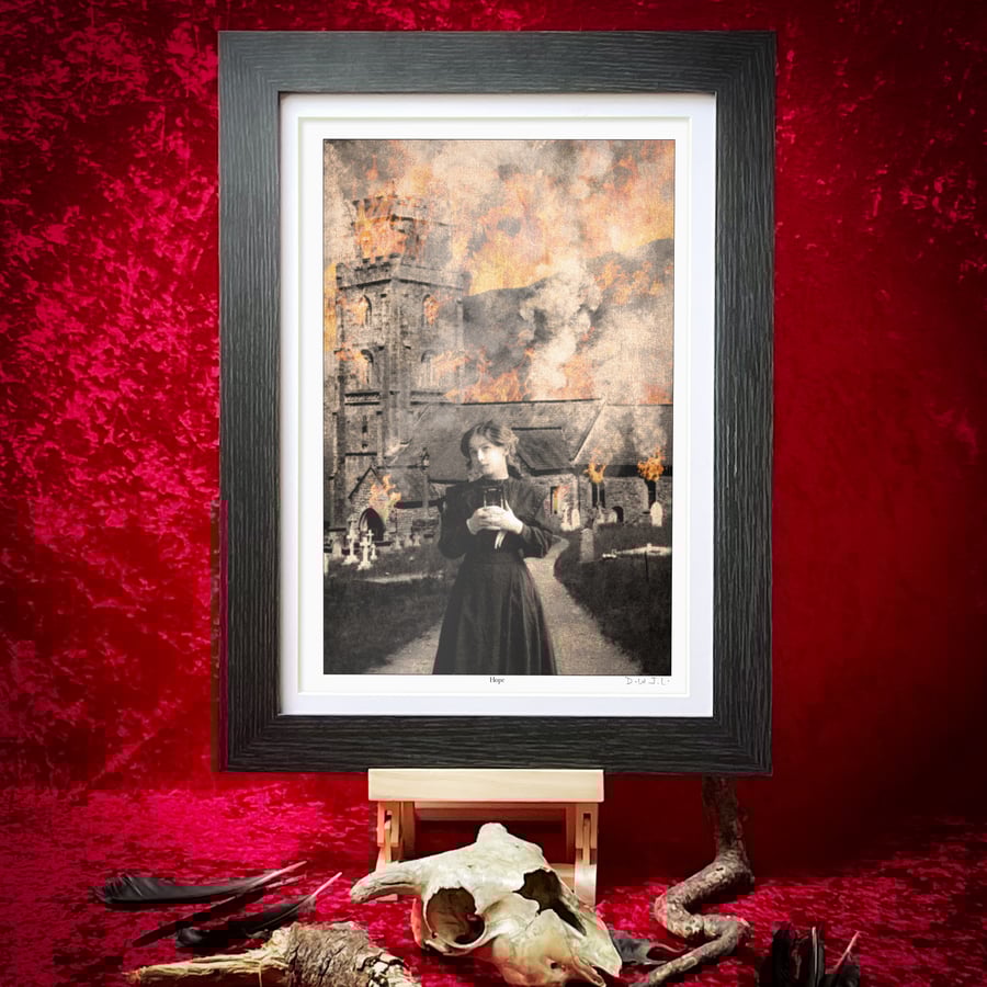 Hope - Framed Giclée Art Print - Gothic, Religious, Inspirational Art