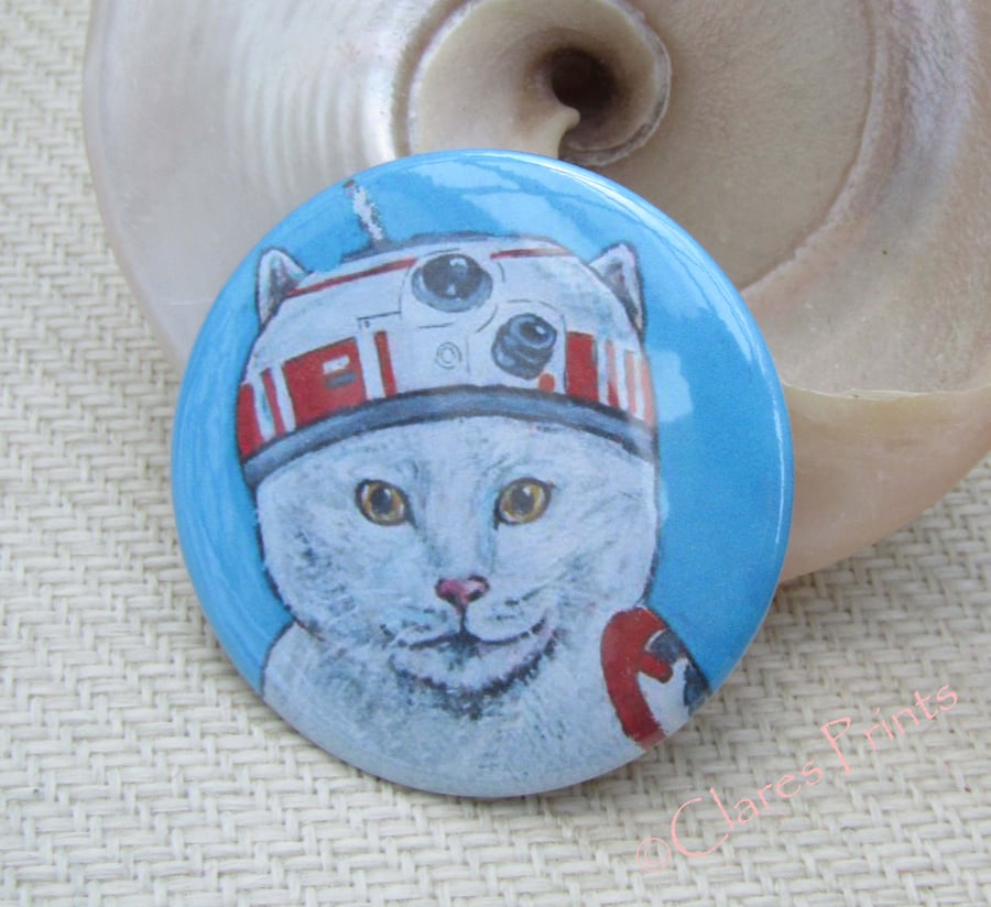 BB8 Cat Art Badge 58mm Button Animal Badges Cats Star Wars