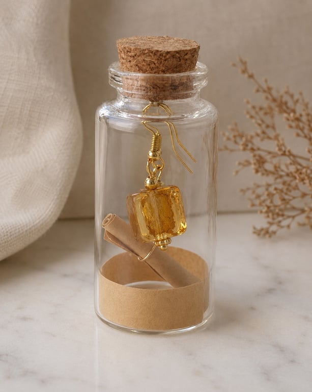 Foil Glass Earrings in a Bottle - Unique Gift