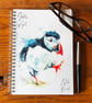 Puffin Billy Notebook, Notepad, A5 Size, Spiral bound, Wildlife Art Notebook, Pa - Image 1
