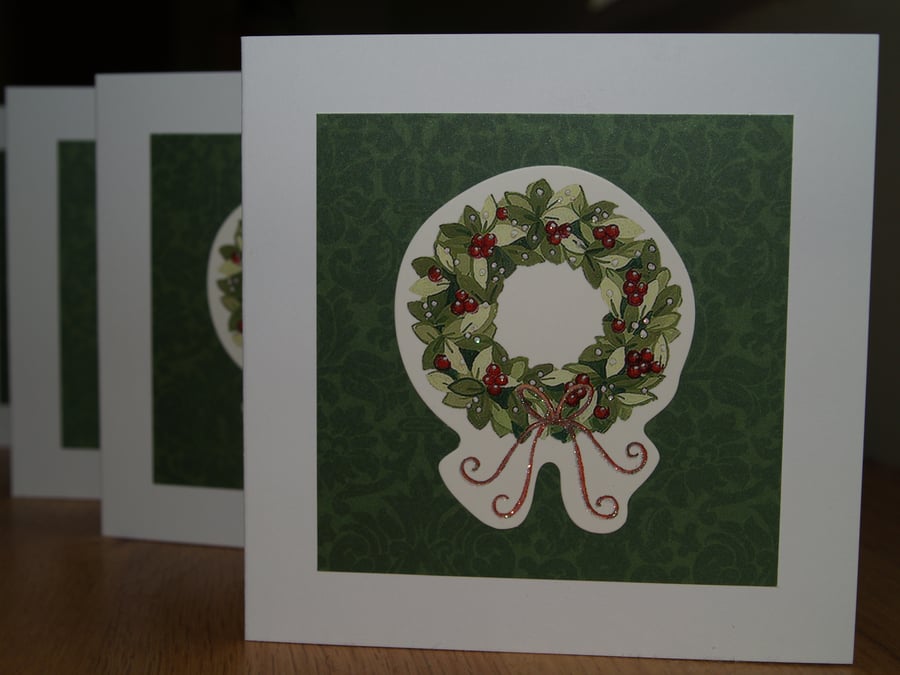 Set of Five Christmas Wreath cards