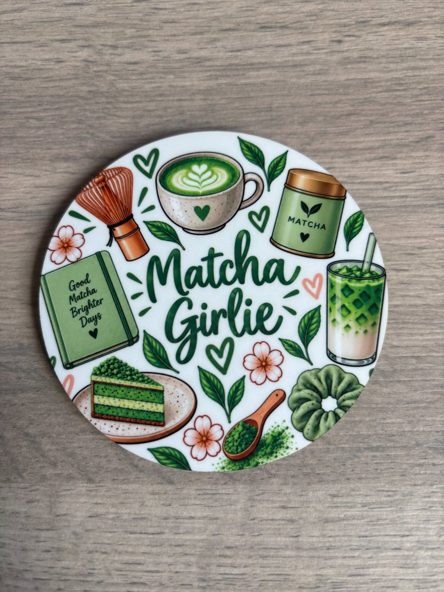 Matcha Girlie Coaster – Matcha Lover Gift – Green Tea Coaster- Handmade