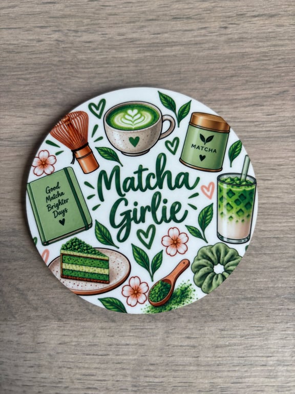 Matcha Girlie Coaster – Matcha Lover Gift – Green Tea Coaster- Handmade