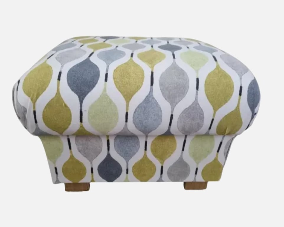 Storage Pouffe Prestigious Verve Fabric Footstool Mimosa Grey Mustard Retro 