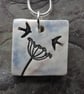 Handmade Ceramic Cow Parsley and swallows pendant - Image 1