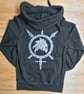 SIZE SMALL - SWORDPUNK Cross Neck Hoodie - grey print