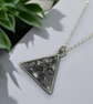 Snowflake Obsidian Silver plated Triangle Worry Stone Necklace - Free Postage - Image 4