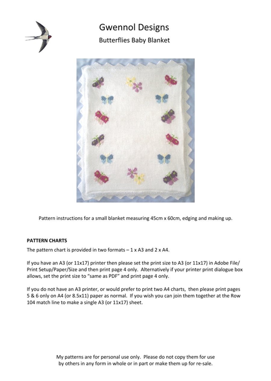 Butterflies Baby Blanket PDF Knitting Pattern