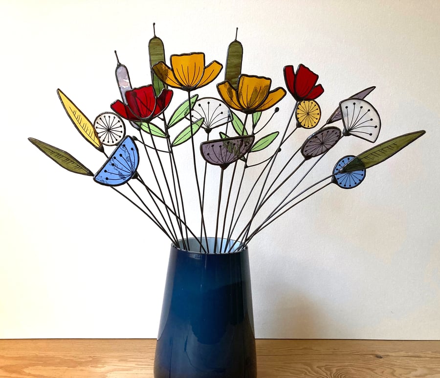 Stained Glass Flowers - Everlasting Wildflower  - Folksy