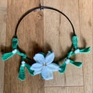 Crochet wreath, Christmas poinsettia and mistletoe wreath
