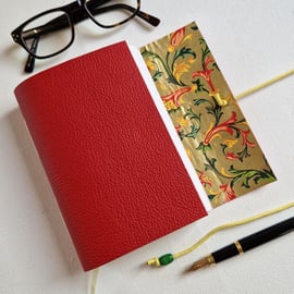 Florentine Red Leather Hand Bound Notebook, Journal or Sketchbook, A6