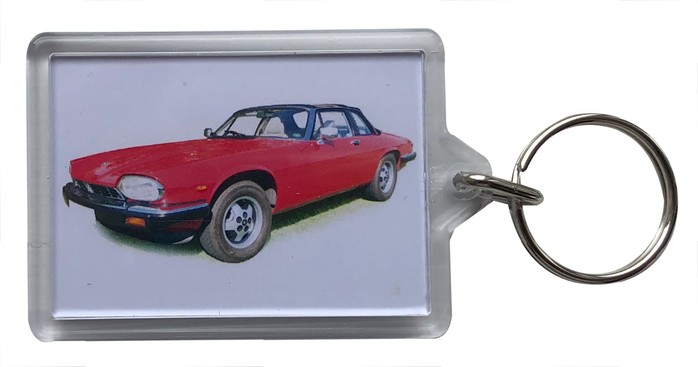 Jaguar XJS Targa 1986 (Red)- Keyring with 50x35mm Insert 