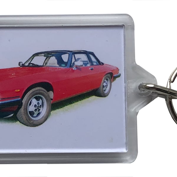 Jaguar XJS Targa 1986 (Red)- Keyring with 50x35mm Insert 