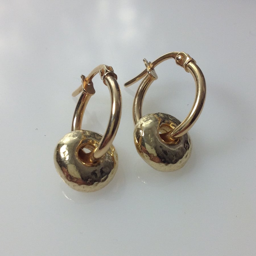 Custom listing for Lesley 9ct yellow gold nugget hoop earrings