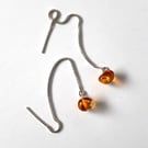 Amber and Sterling Silver Threader Earrings