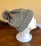 Hand Knitted Hat 16 - Medium in Grey yarn with silver thread - Image 2