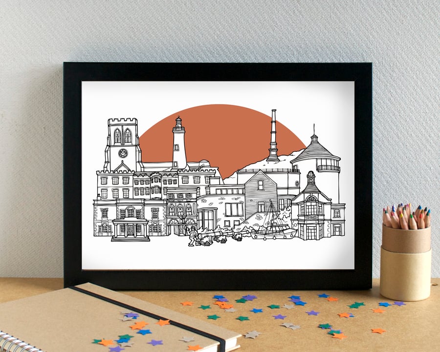 Whitehaven Cumbria Skyline Art Print