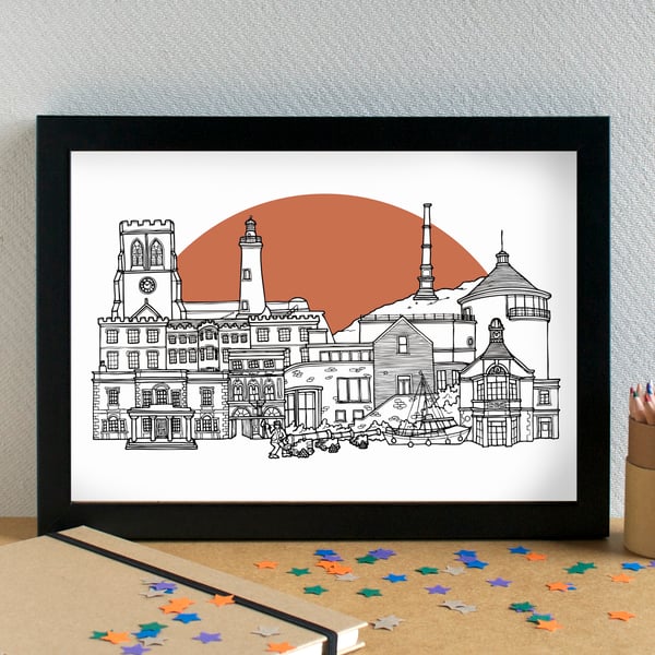 Whitehaven Cumbria Skyline Art Print