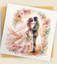 Wedding Card 4 – Expressive Bride & Groom Square Greeting Card