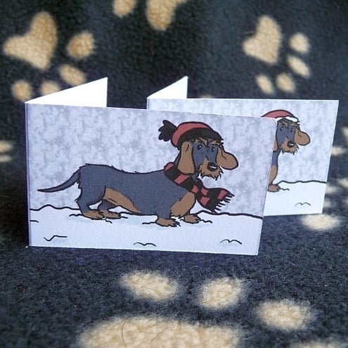 Set of 6 Wire-Haired Dachshund Christmas labels