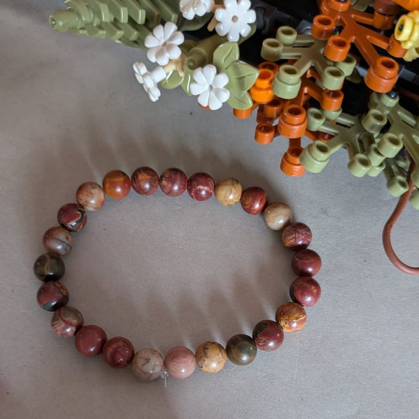 Polychrome jasper bracelet for vitality and courage