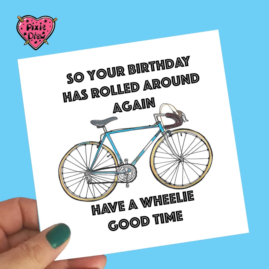 Racing bike birthday card