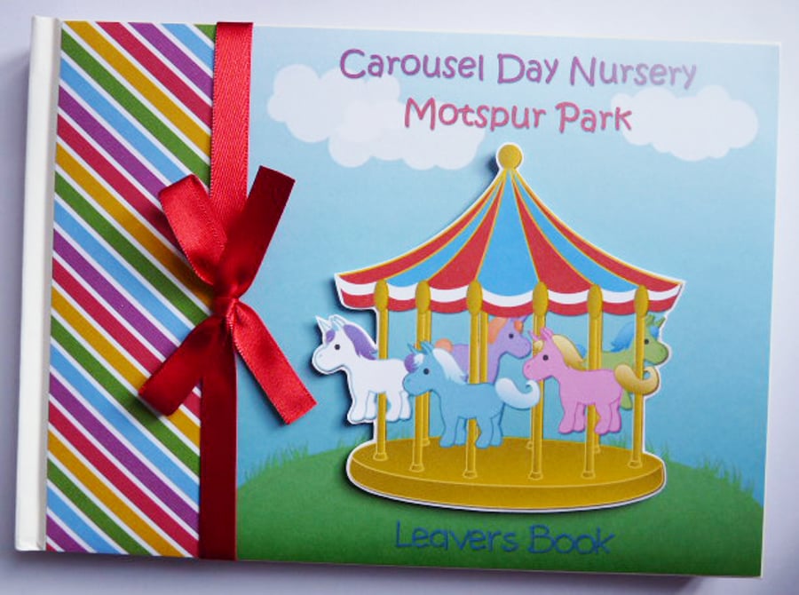 Carousel Birthday guest book, Carnival guest book, pink and gold carousel