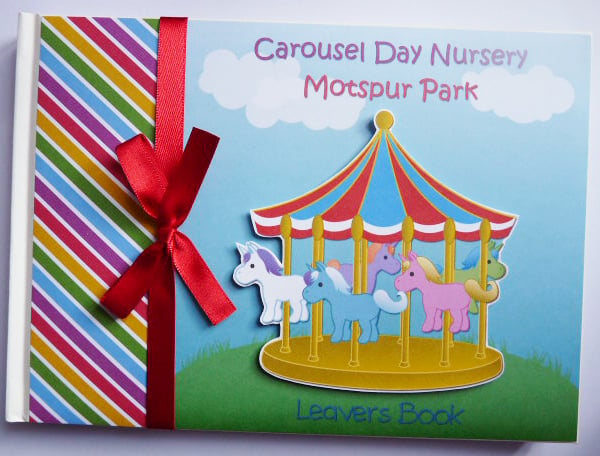 Carousel Birthday guest book, Carnival guest book, pink and gold carousel