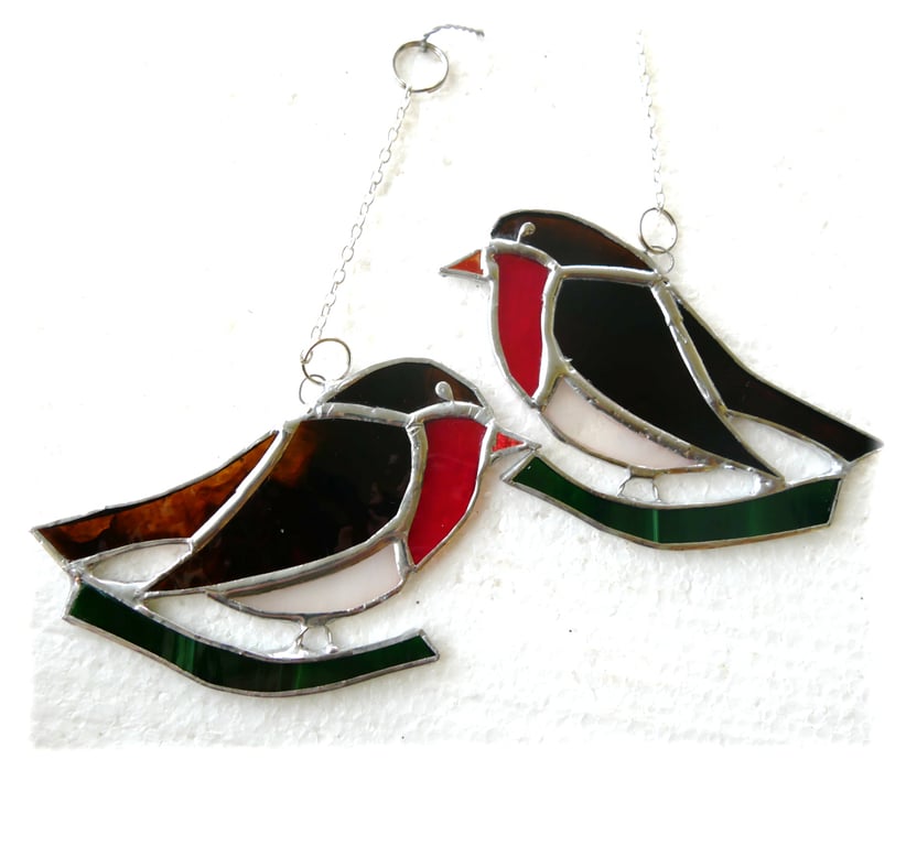Robin Bird Suncatcher Stained Glass British Handmade Christmas