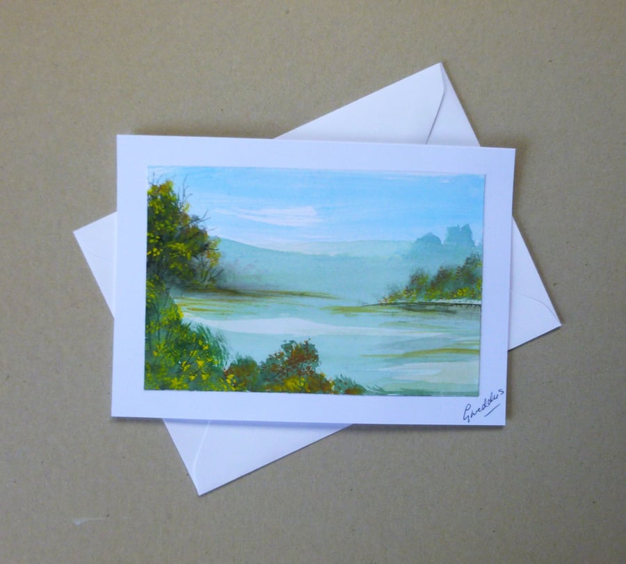 original art hand painted watercolour landscape card ( ref FA215 A3 )