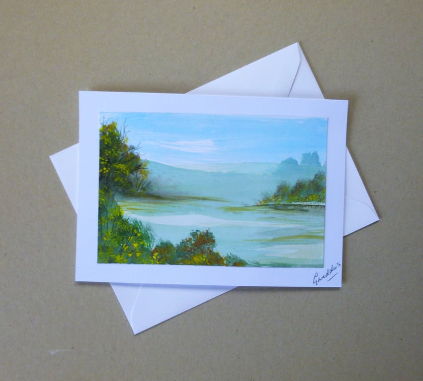 original art hand painted watercolour landscape card ( ref FA215 A3 )