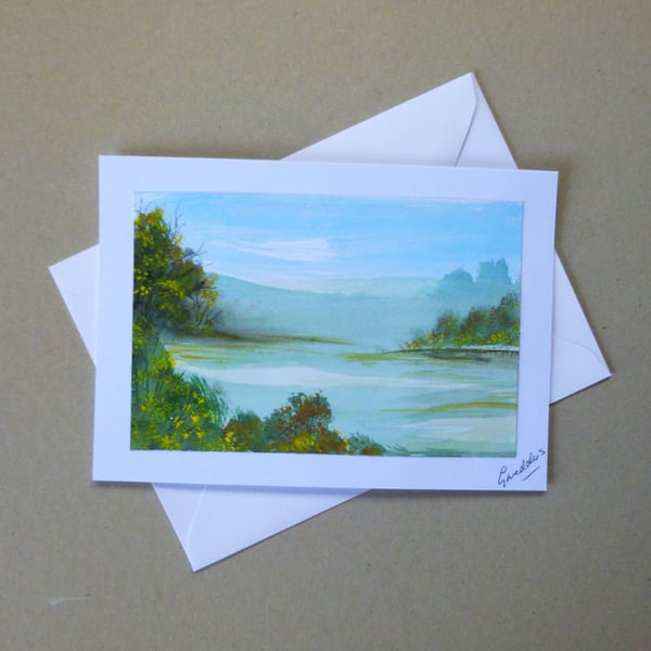 original art hand painted watercolour landscape card ( ref FA215 A3 )